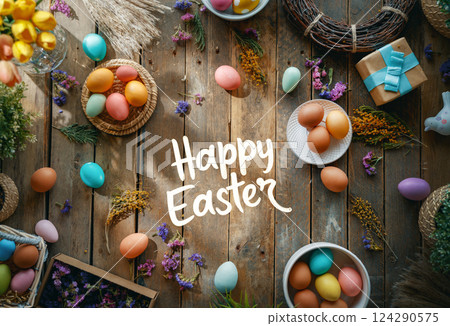 Easter holiday background 124290575