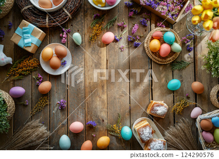 Easter holiday background 124290576