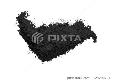 Black powder isolated on transparent background. Black powder isolated on transparent background. 124290704