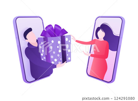 Chat people for concept design. Vector text. Business people teamwork. Social media concept. Flat vector character illustration. Characters talking. 124291080