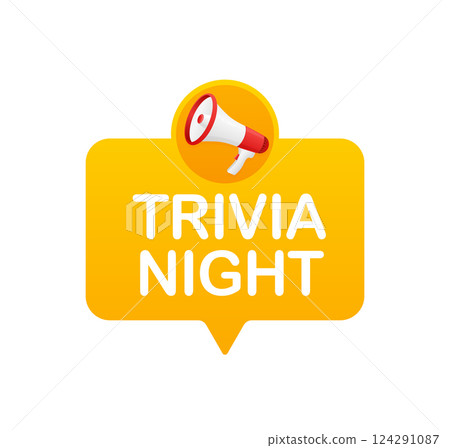 Trivia night megaphone on white background for flyer design. Vector illustration in flat style. Trivia night megaphone on white background for flyer design. Vector illustration in flat style. 124291087