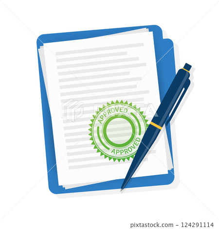 Flat approved rejected document for report design. Vintage vector illustration. Flat vector illustration. Flat approved rejected document for report design. Vintage vector illustration. Flat vector illustration. 124291114