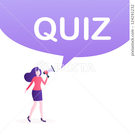 Flat illustration with quiz people with megaphone for computer game design. Computer screen. Smartphone icon vector illustration. Vector sign. Flat illustration with quiz people with megaphone for computer game design. Computer screen. Smartphone icon vector illustration. Vector sign. 124291232