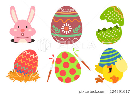 Easter Egg Cartoon Characters Collection 124291617