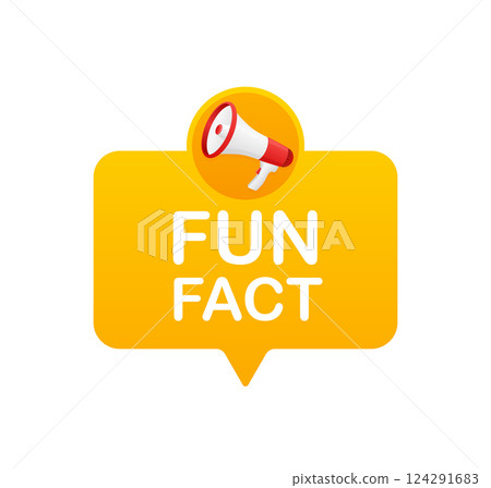 Fun fact. Badge with megaphone icon. Flat vector illustration on white background. 124291683