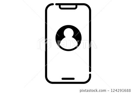 An icon of a person on a smartphone representing an account 124291688