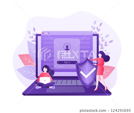 User login with character concept for any purpose. Vector line. Certificate icon design vector illustration. Computer screen. Mobile application design. User login with character concept for any purpose. Vector line. Certificate icon design vector illustration. Computer screen. Mobile application design. 124291693