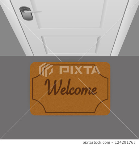 Welcome rug, great design for any purposes. Cartoon icon. Vector, isolated. Vector sign. Welcome home. 124291765