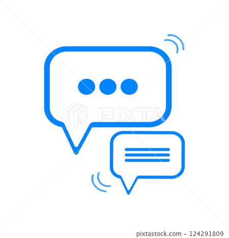 Speech bubble vector icon. Thin line blue icon for chat. 124291809