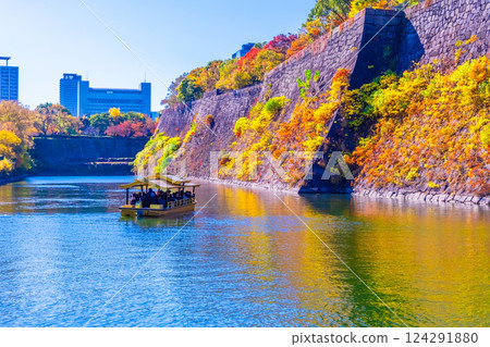 大阪城公園的內護城河和禦船 124291880