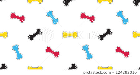 dog bone seamless pattern cutting sticker dash line cartoon doodle pet french bulldog puppy tile background repeat wallpaper gift wrapping paper illustration 124292010