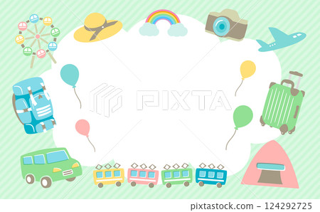 A frame background illustration for Golden Week, which represents Children's Day and going out by car or traveling 124292725