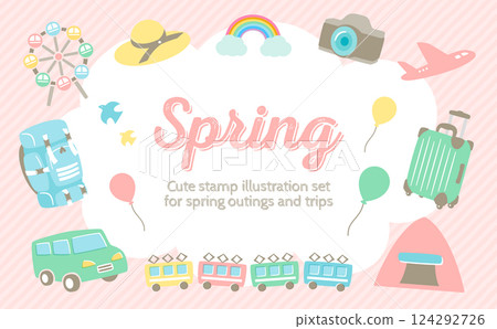 A frame background illustration for Golden Week, which represents Children's Day, going out by car, and spring travel. 124292726
