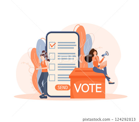 Cartoon icon. Cartoon character. Flat vote people for concept design. Poster design. 124292813