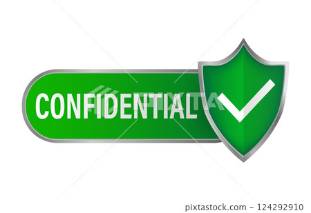 Confidential green stamp vector, isolated on transparent background. Flat icon. Vector stock illustration. 124292910