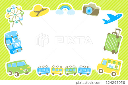 黃金週的框架背景插圖，代表兒童節和外出開車或旅行 124293058