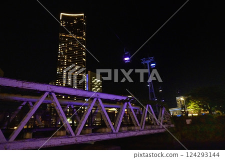 Yokohama cityscape night view Minato Mirai area Landmark Tower and buildings Yokohama cityscape night view Minato Mirai area Landmark Tower and buildings 124293144