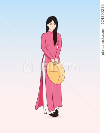 Vietnamese woman in traditional ao dai 124293256