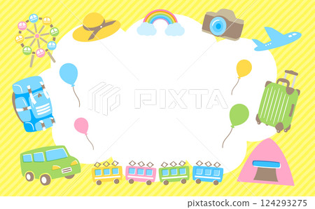 A frame background illustration for Golden Week, which represents Children's Day and going out by car or traveling 124293275
