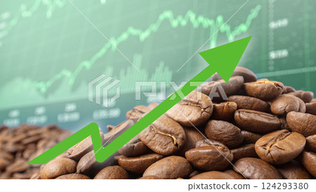 Arabica Coffee Futures. Green Arrow Chart, Price Hike Market Coffee Trading Arabica Coffee Futures. Green Arrow Chart, Price Hike Market Coffee Trading 124293380