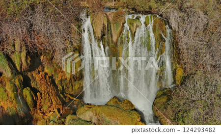 Aerial view of Kravica Waterfall in Bosnia and Herzegovina 124293482