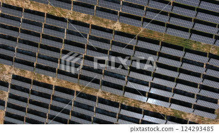 Aerial view of solar power station Aerial view of solar power station 124293485