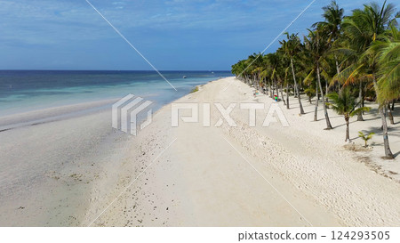 Aerial view of beautiful tropical sandy beach 124293505