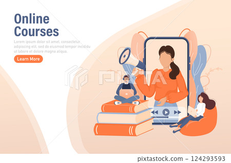 Abstract online courses people for concept design. Abstract illustration. Infographics business concept. Vector illustration. 124293593