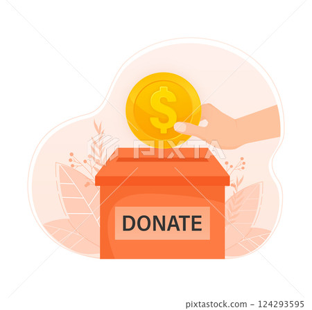 Donate coin, great design for any purposes. 3d isometric illustration. Flat vector illustration. 124293595