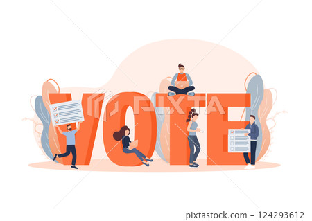 Cartoon icon. Cartoon character. Flat vote people for concept design. Poster design. 124293612