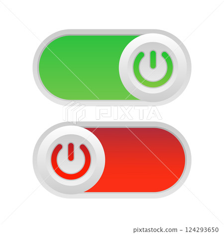 Toggle switch. On and Off. On white background. Vector illustration. Toggle switch. On and Off. On white background. Vector illustration. 124293650