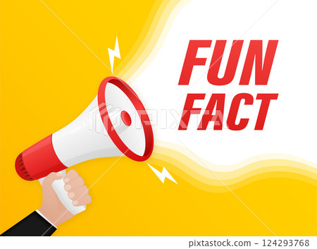 Fun fact. Badge with megaphone icon. Flat vector illustration on white background. 124293768