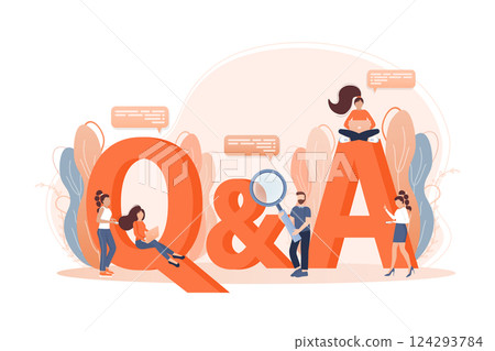 Frequently asked questions page template. Vector web banner. Customer service. Flat isometric vector illustration. Customer support. Abstract background. Frequently asked questions page template. Vector web banner. Customer service. Flat isometric vector illustration. Customer support. Abstract background. 124293784