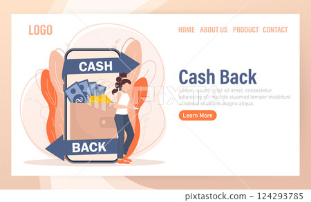 Flat icon with cash back people for concept design. Cash back concept in flat style. Vector illustration. Flat icon with cash back people for concept design. Cash back concept in flat style. Vector illustration. 124293785