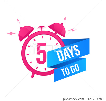5 day to go in modern style. Special offer badge. Web design. Sale tag. Vector illustration. 5 day to go in modern style. Special offer badge. Web design. Sale tag. Vector illustration. 124293789
