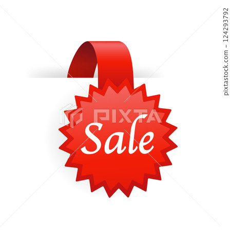 Sale badge in flat style on white background. Sale banner, great design for any purposes. Discount banner promotion template. Business icon. Flat vector. 124293792