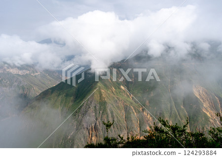 Colca Canyon in the mist and clouds, Peru Colca Canyon in the mist and clouds, Peru 124293884