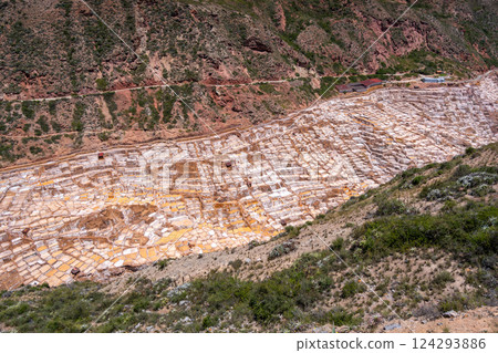 Salt terraces at Salinas de Maras in the Sacred Valley, Peru 124293886