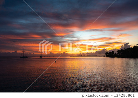 Sunset Over Tahaa Island, French Polynesia Sunset Over Tahaa Island, French Polynesia 124293901