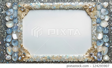 Background material for decoration, blue and gemstone image, wallpaper, design 124293907