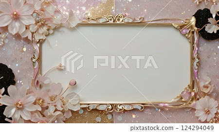 Art Nouveau style jewel flower image frame design 124294049