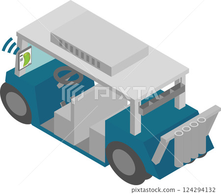 Image material of an isometric golf cart with a tablet and air conditioning 124294132