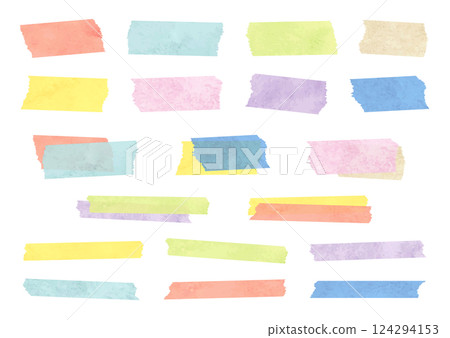 Watercolor simple masking tape illustration set 124294153