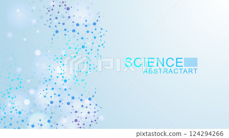 Molecular structure DNA, atom, neurons. Science concept for your design. Connected lines with dots. Medical, technology, chemistry, science background. illustration 124294266