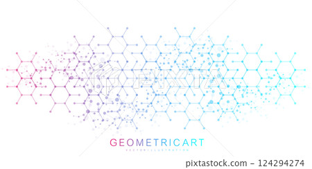 Modern health care abstract background with lines, dots and hexagons. Medical innovation banner template concept. Vector illustration. 124294274