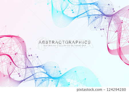 Modern abstract molecules structure for science or medical background. DNA helix or atom visualization. Molecular wave flow abstract background. illustration Modern abstract molecules structure for science or medical background. DNA helix or atom visualization. Molecular wave flow abstract background. illustration 124294280