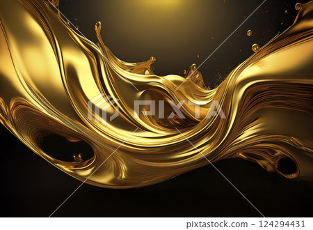 Golden liquid on a black background Golden liquid on a black background 124294431
