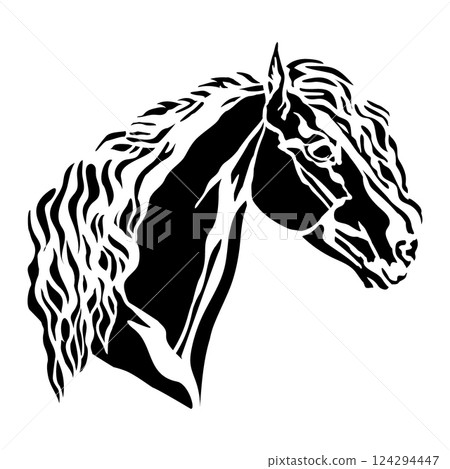 Horse portrait abstract silhouette stencil illustration Horse portrait abstract silhouette stencil illustration 124294447