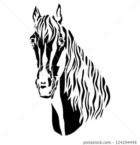 Horse portrait abstract silhouette stencil vector illustration 124294448