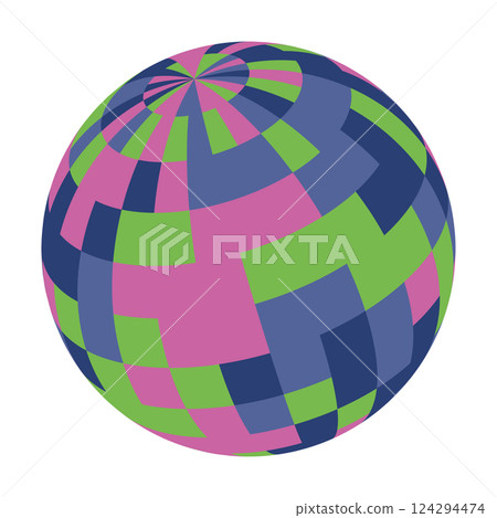 A vibrant globe design features an array of colorful geometric patterns in shades of green, pink, and blue. It represents a modern and abstract approach to global imagery. A vibrant globe design features an array of colorful geometric patterns in shades of green, pink, and blue. It represents a modern and abstract approach to global imagery. 124294474